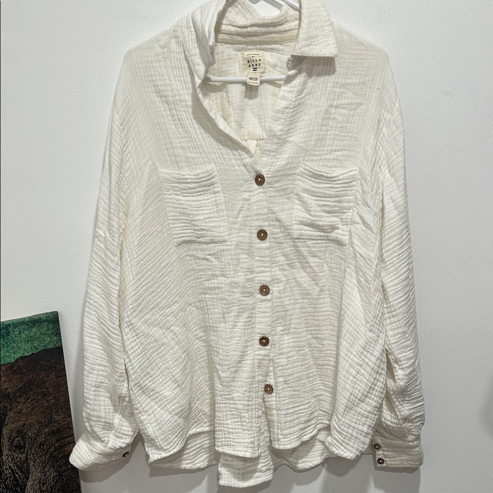 Billabong Cream Textured Button-Down Shirt
